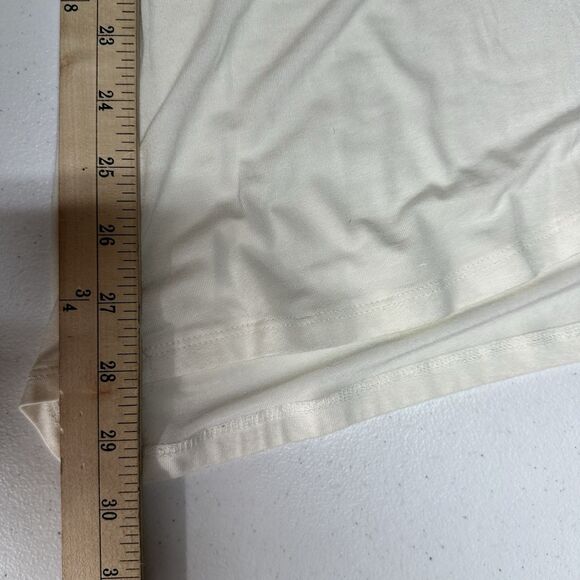 Buckle Jersey Knit Tunic Top Small Cream Casual Short Sleeve Cut out NWT - Picture 6 of 8